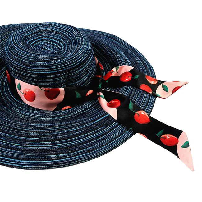 Cherry Silk Skinny Scarf for Hair